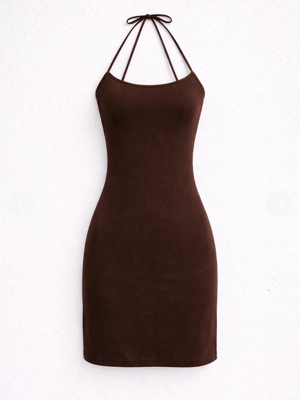 Tissimum Women’s Brown Halter Sheer Embroidered Dress - Picture 4 of 4